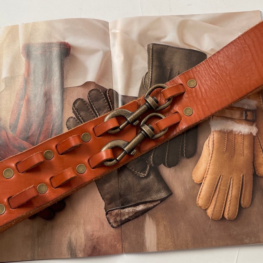 Linea Pelle Saddle Brown Leather Harness Belt Is New W/O Tags! Size Small